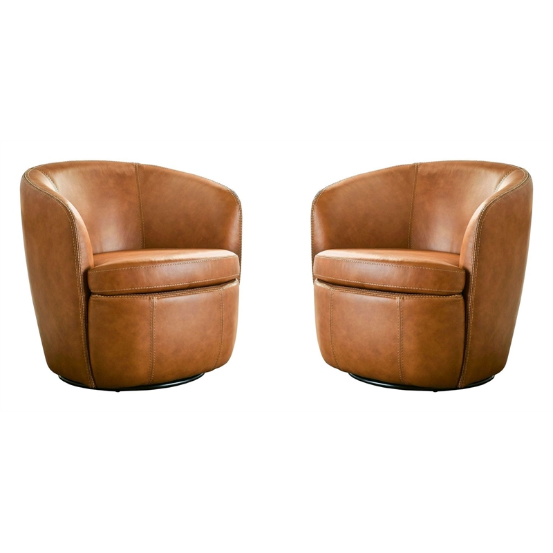 Parker Living Barolo Genuine Italian Leather Swivel Club Chair Two Pack