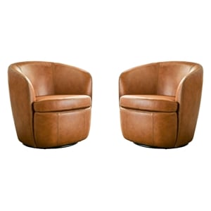 Parker Living Barolo Genuine Italian Leather Swivel Club Chair Two Pack