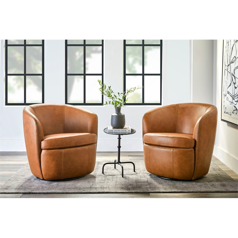 Parker Living Barolo Genuine Italian Leather Swivel Club Chair Two Pack