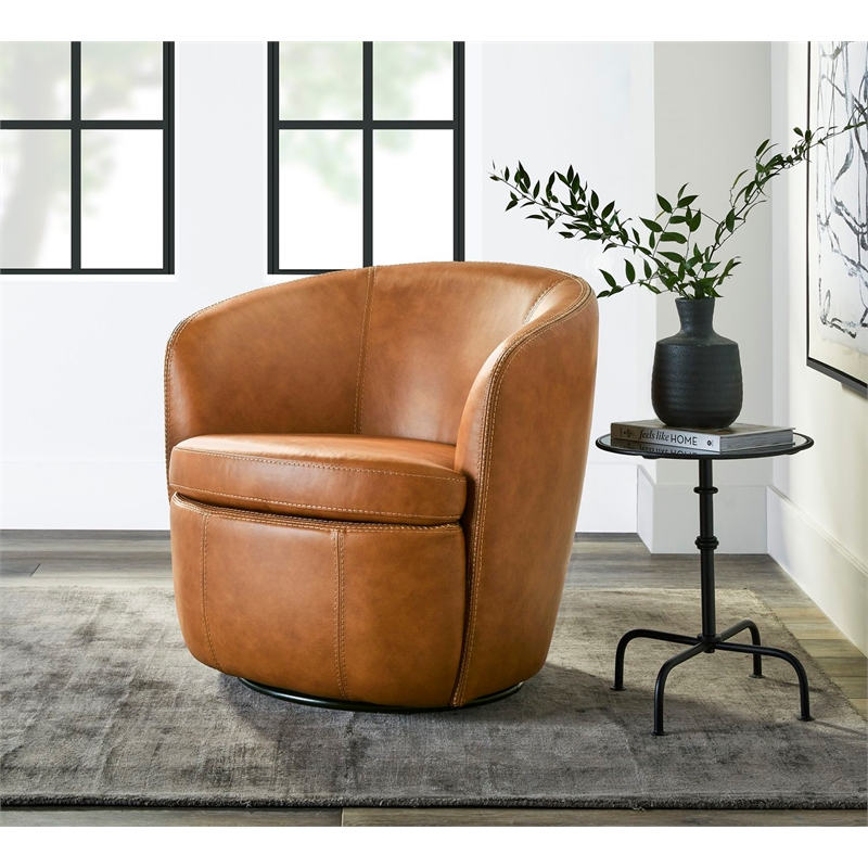 Parker Living Barolo Genuine Italian Leather Swivel Club Chair Two Pack