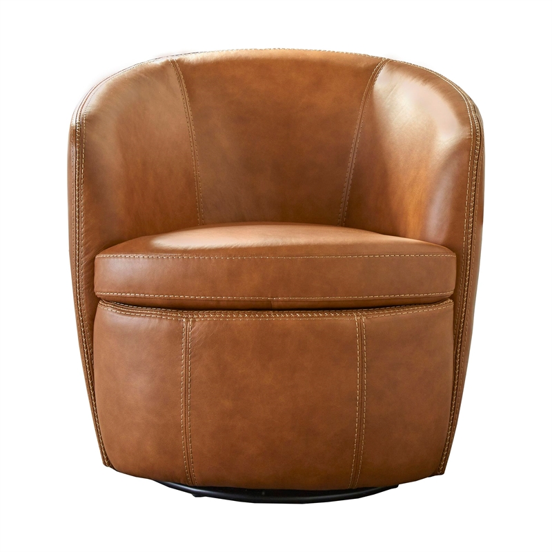 Parker Living Barolo Vintage Caramel Genuine Italian Leather Swivel Club Chair
