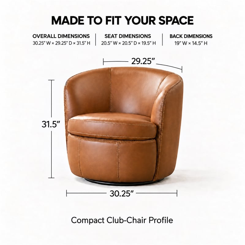Parker Living Barolo Vintage Caramel Genuine Italian Leather Swivel Club Chair