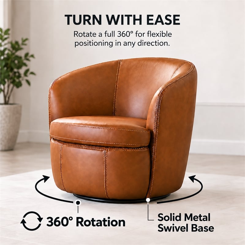 Parker Living Barolo Vintage Caramel Genuine Italian Leather Swivel Club Chair