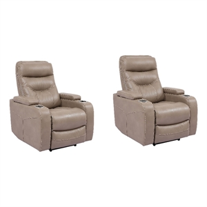 parker living origin power linen power reclining home theater recliner two pack