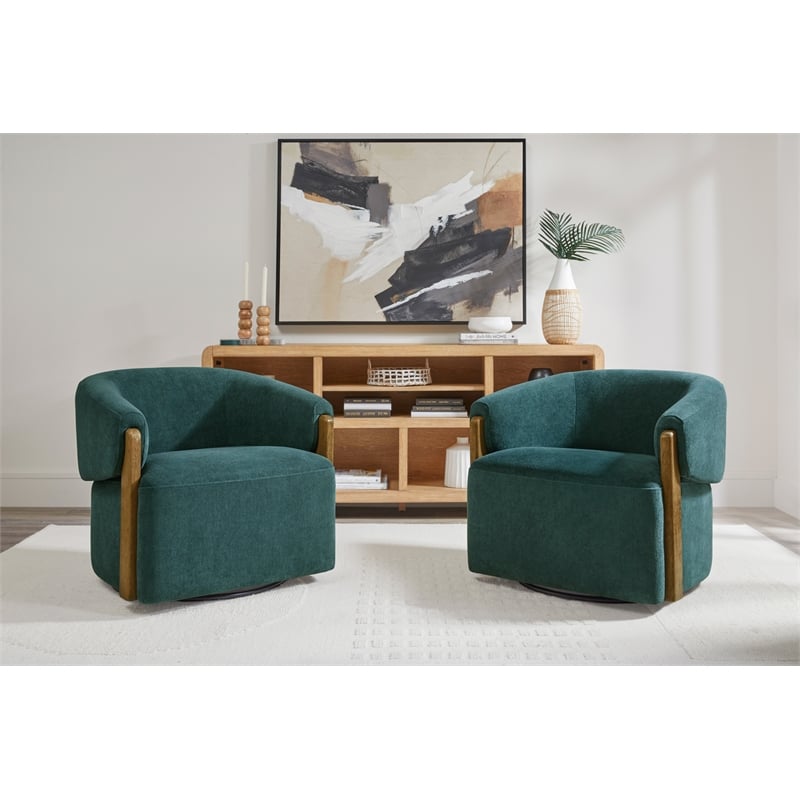 Parker Living Finley Island Teal Swivel Accent Chair Two Pack