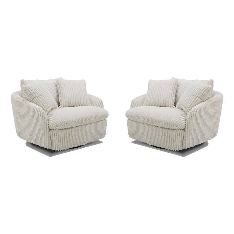 Parker Living Boomer Mega Ivory Large Swivel Chair with 2 Toss Pillows Two Pack