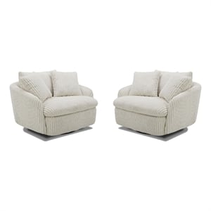 Parker Living Boomer Mega Ivory Large Swivel Chair with 2 Toss Pillows Two Pack