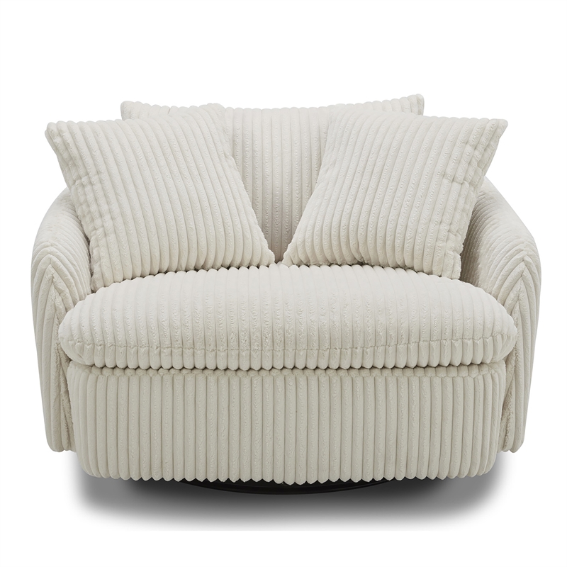 Parker Living Boomer Mega Ivory Large Swivel Chair with 2 Toss Pillows Two Pack