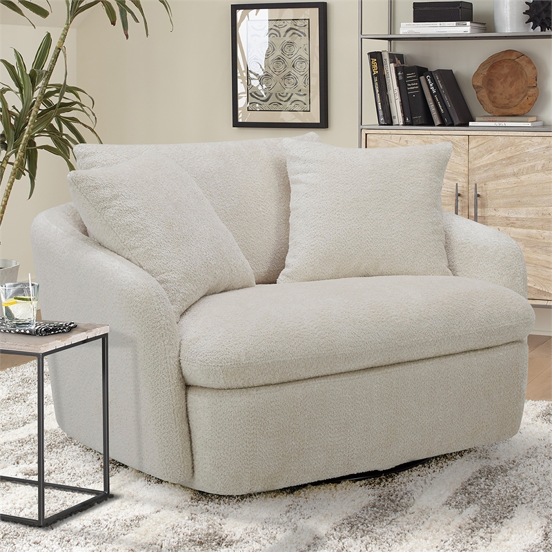 Parker Living Boomer Utopia Sand Large Swivel Chair with 2 Toss Pillows Two Pack