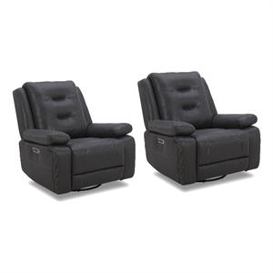 parker living caldwell tahoe charcoal power swivel glider recliner two pack