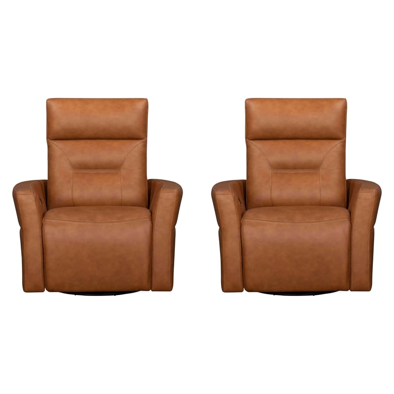 Parker Living Remmington Vintage Caramel Power Swivel Glider Recliner Two Pack