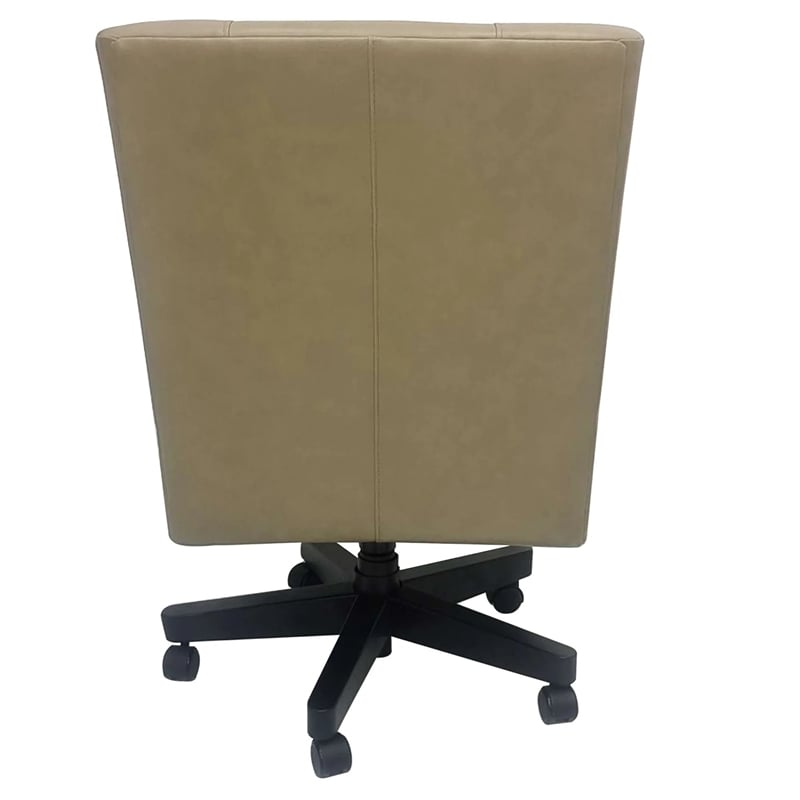 parker living leather upholstered desk chair w/rolling caster in lotus cream