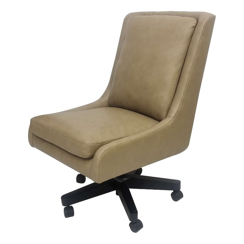 Parker Living Leather Upholstered Desk Chair w/Rolling Caster in Lotus Cream