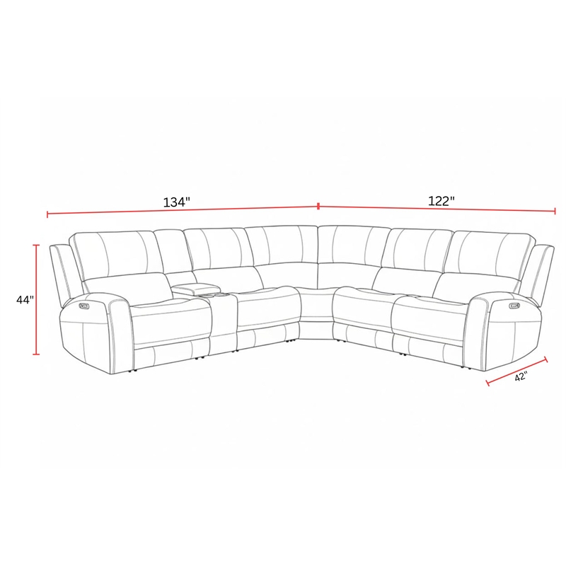 Parker Living Belmont - Autumn Fog 6Pc ZG Power Sectional with Power Headrests
