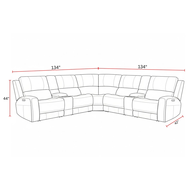 Parker Living Belmont - Autumn Fog 7Pc ZG Power Sectional with Power Headrests