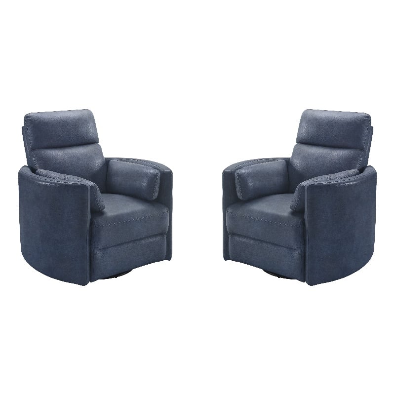 Parker Living Radius - Vintage Navy Swivel Power Glider Recliner Two Pack