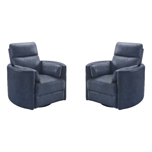 Parker Living Radius - Vintage Navy Swivel Power Glider Recliner Two Pack