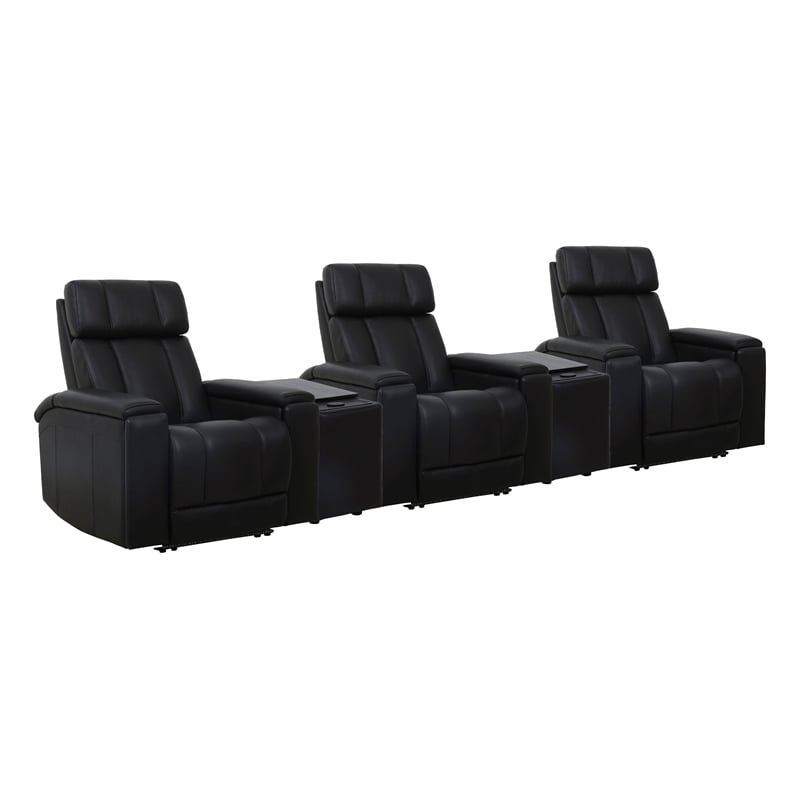 Parker Living Phoenix - Black ZG Power 3 Seat Home Theater Seating with 2 Wdgs