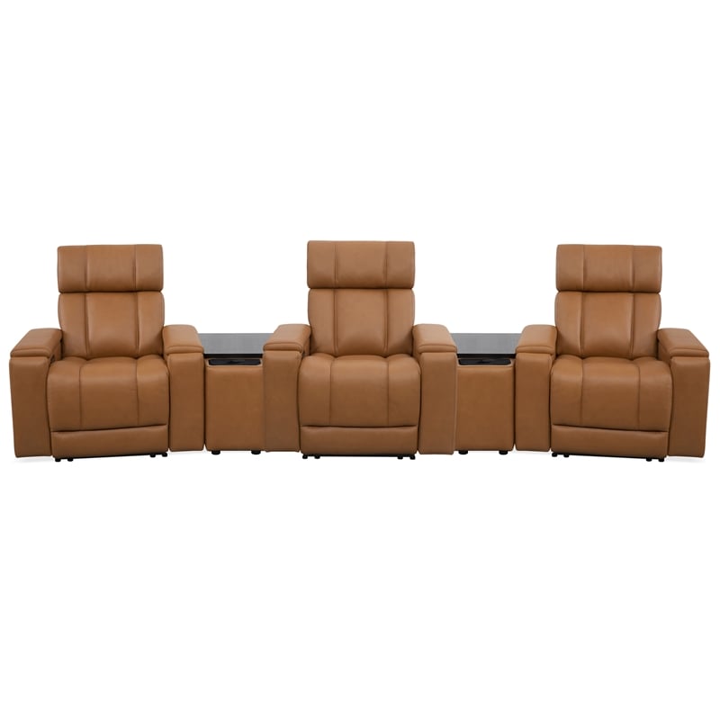 Parker Living Phoenix - Caramel ZG Power 3 Seat Home Theater Seating with 2 Wdgs