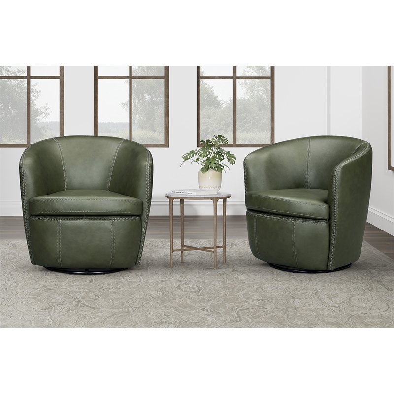 Parker Living Barolo - Sage Italian Leather Swivel Club Chair Two Pack