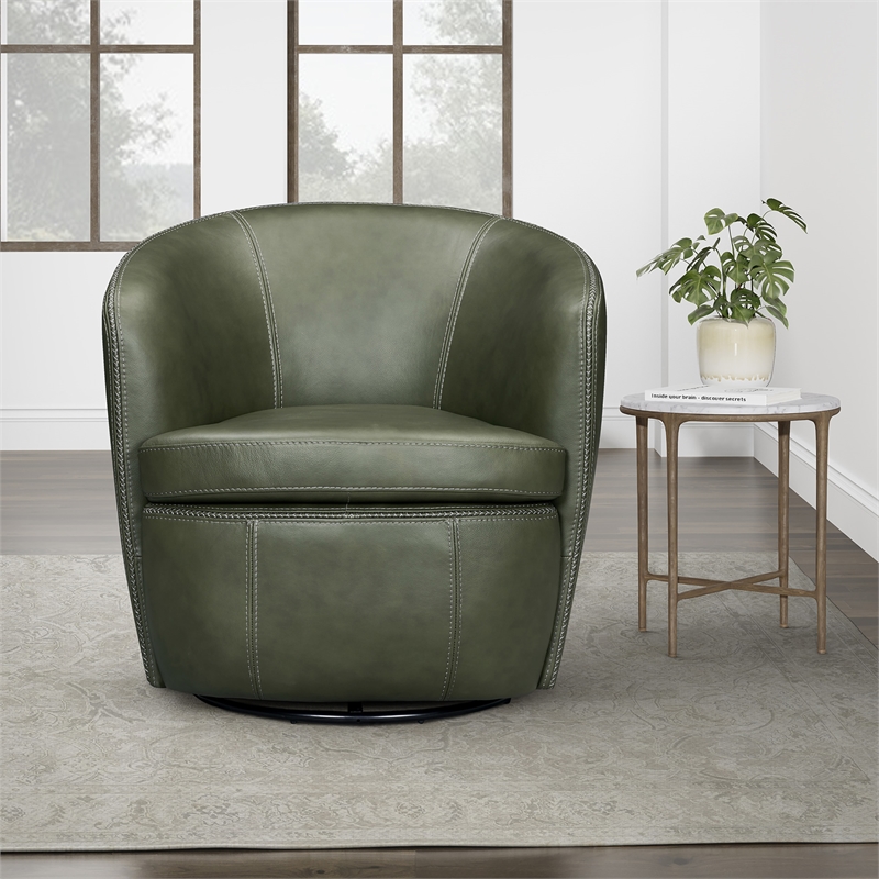 Parker Living Barolo - Sage Italian Leather Swivel Club Chair Two Pack