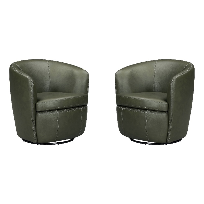 Parker Living Barolo - Sage Italian Leather Swivel Club Chair Two Pack