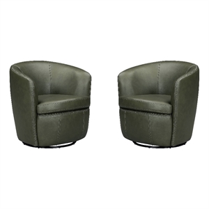 Parker Living Barolo - Sage Italian Leather Swivel Club Chair Two Pack