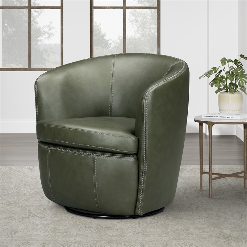 Parker Living Barolo - Sage Italian Leather Swivel Club Chair