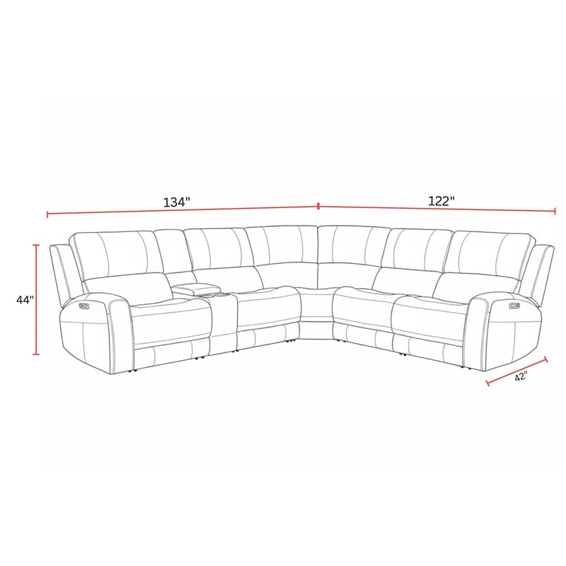 Parker Living Belmont - Caramel 6 Piece ZG Power Reclining Sectional
