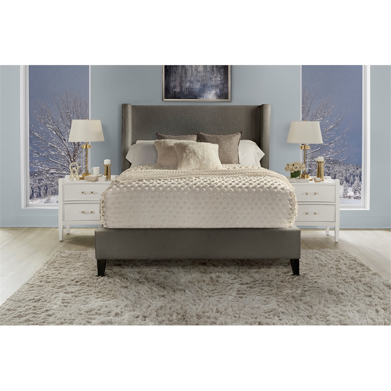 Parker Living Sleep Angel Traditional Fabric Queen Bed in Himalaya Charcoal