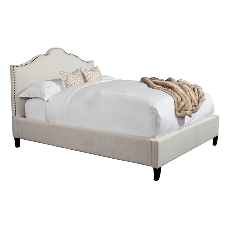 Parker Living Sleep Jamie Traditional Fabric Queen Bed in Flour Beige