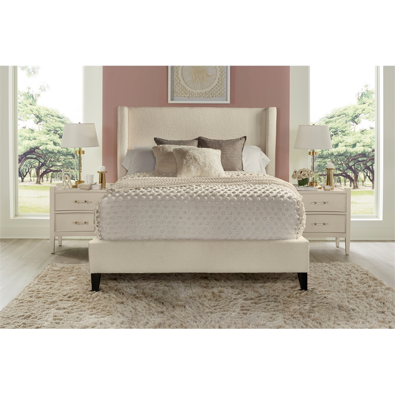 Parker Living Sleep Angel Traditional Fabric King Bed in Himalaya Ivory