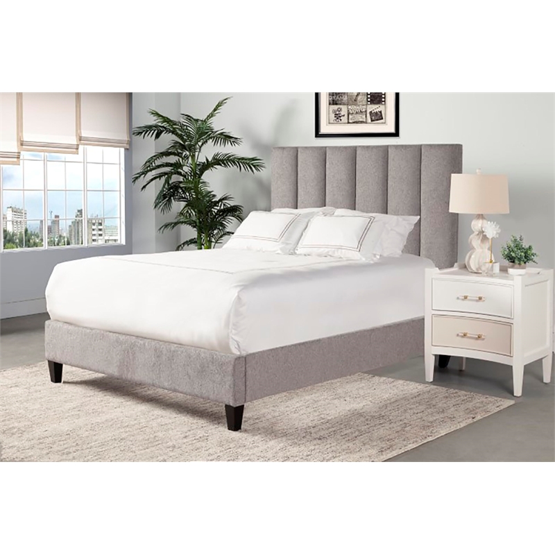 Parker Living Sleep Traditional Chenille Queen Bed in Stream Gray