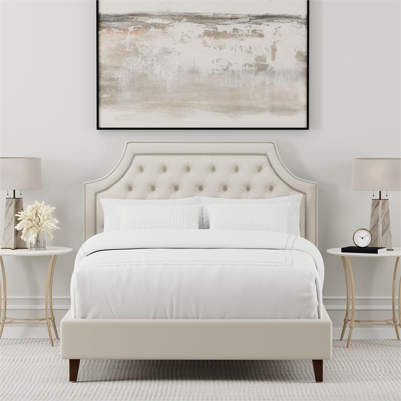 Parker Living Sleep Jasmine Traditional Velvet Fabric Cal King Bed in White