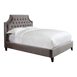 Parker Living Sleep Jasmine Traditional Velvet Fabric Cal King Bed in Gray