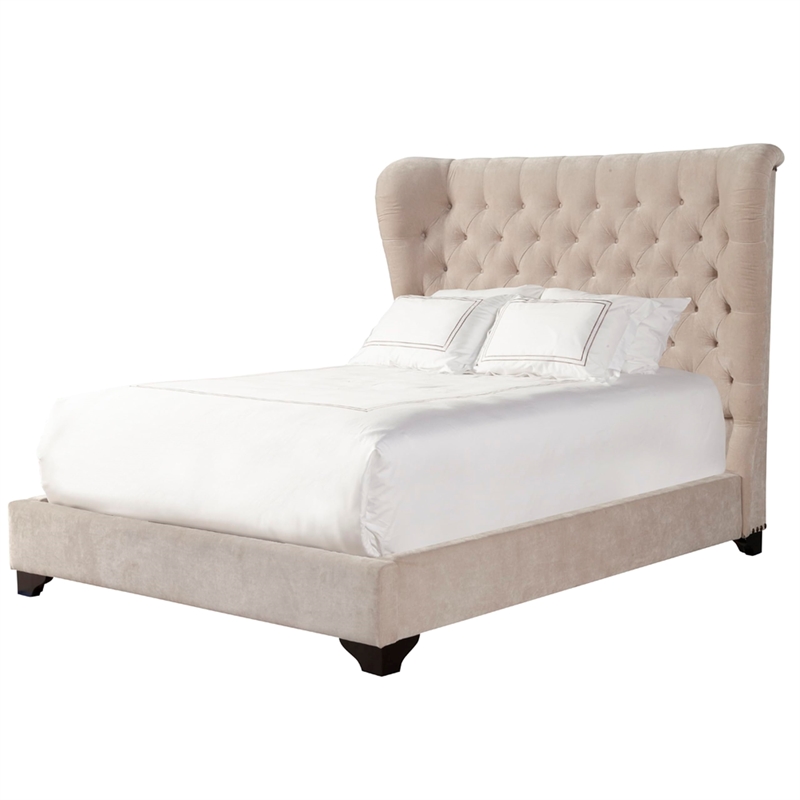 Parker Living Sleep Chloe Traditional Velvet Queen Bed in Meringue Tan