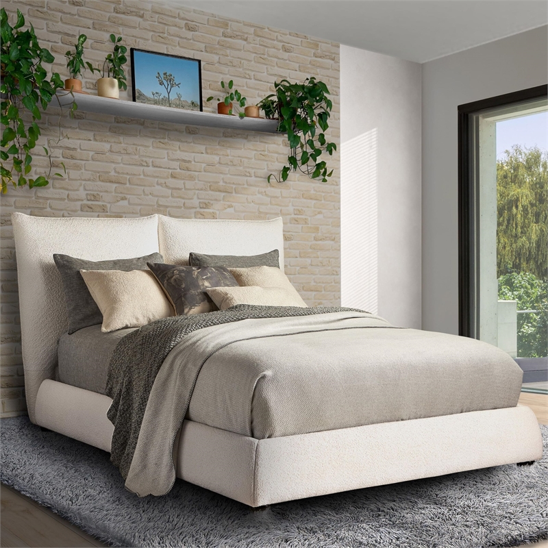 Parker Living Sleep Cumulus Traditional Fabric Queen Bed in Cozy Snow Beige