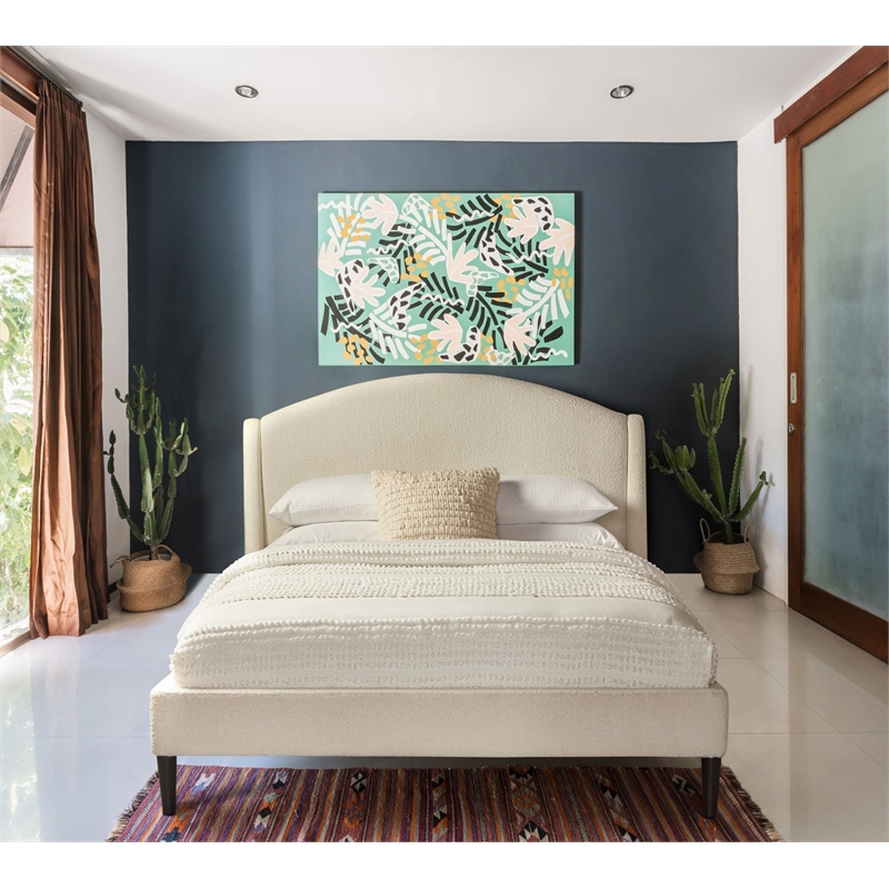 Parker Living Sleep Crescent Traditional Fabric Queen Bed in Milano Snow Beige