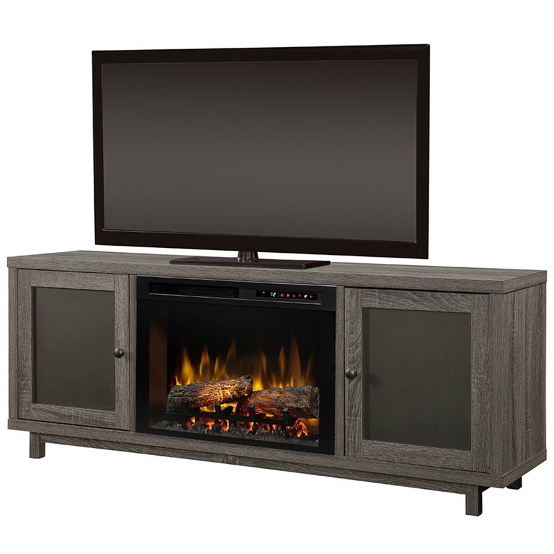 Dimplex Jesse Fireplace TV Stand with Logs in Iron Mountain Gray