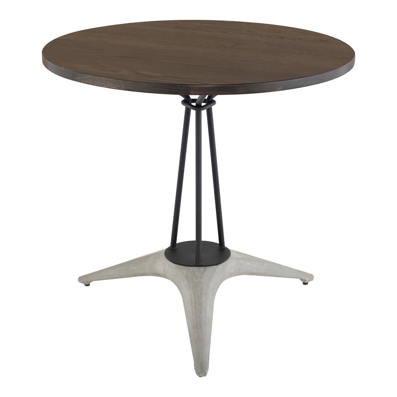 District Eight Kahn Oak Wood & Concrete Bistro Table in Seared Brown
