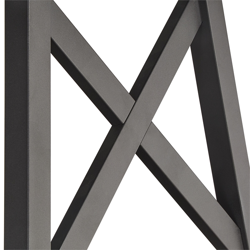 iNSPIRE Q X-Cross Base Modern Wood & Metal End Table with Shelf in Brown