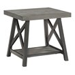 iNSPIRE Q X-Cross Base Modern Wood & Metal End Table with Shelf in Gray