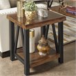 iNSPIRE Q Live Edge Modern Wood & Metal Accent Table in Brown/Black