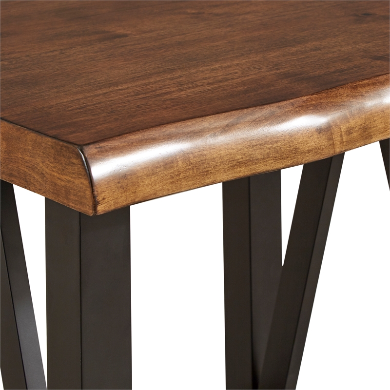 iNSPIRE Q Live Edge Modern Wood & Metal Accent Table in Brown/Black