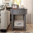 iNSPIRE Q 1-Drawer Oval Modern Wood End Table with Shelf in Frost Gray