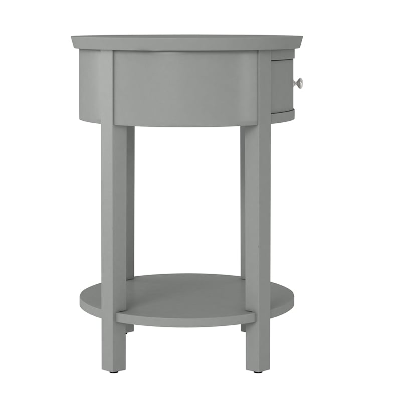 iNSPIRE Q 1-Drawer Oval Modern Wood End Table with Shelf in Frost Gray