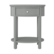 iNSPIRE Q 1-Drawer Oval Modern Wood End Table with Shelf in Frost Gray