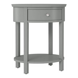 iNSPIRE Q 1-Drawer Oval Modern Wood End Table with Shelf in Frost Gray