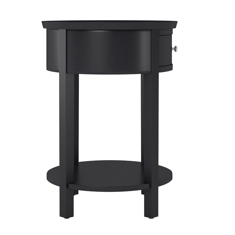 iNSPIRE Q 1-Drawer Oval Modern Wood End Table with Shelf in Vulcan Black