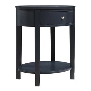 inspire q 1-drawer oval modern wood end table with shelf in vulcan black